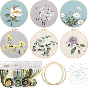 Embroidery Set of 6 - floral patterns